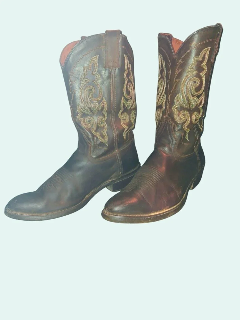 Mens Doble -D Brown Leather Western Cowboy Boots 11D Made In Mexico.*SH7